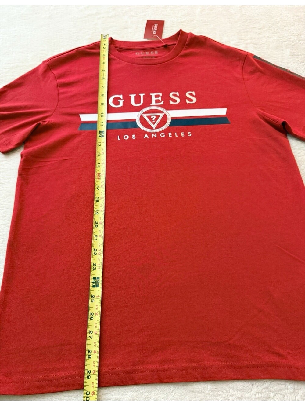 GUESS Men’s Logo T Shirt Red Graphic Tee Cotton Crew Neck Size L New - Picture 5 of 9